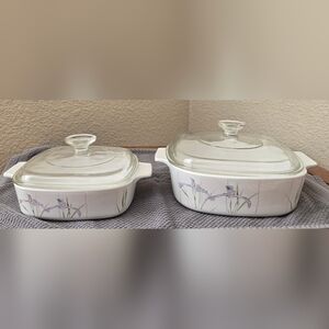 Vintage Corning Ware- Shadow Iris - casserole dish set with lids